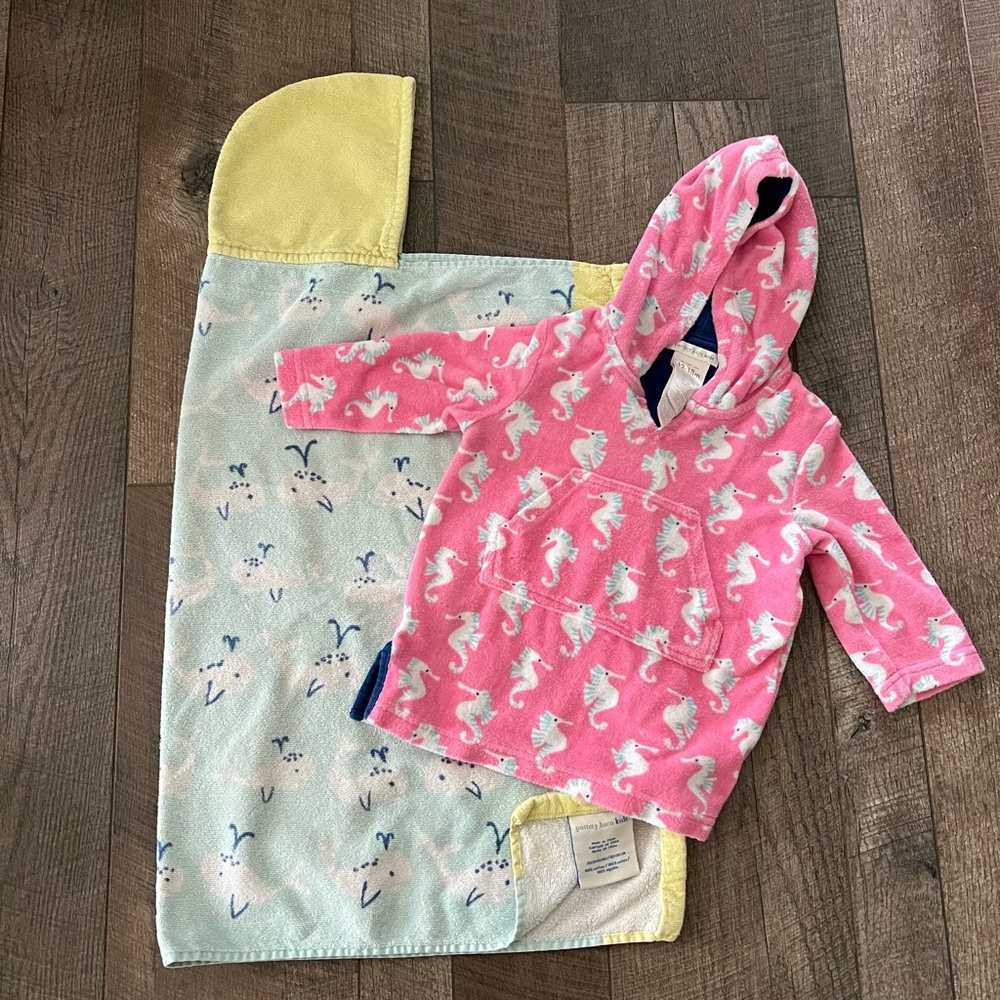 Pottery barn kids swim cover up and towel